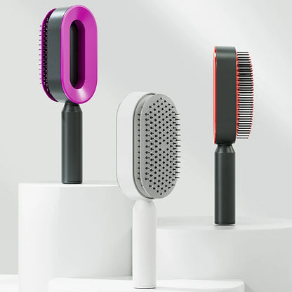 Self-cleaning hairbrush